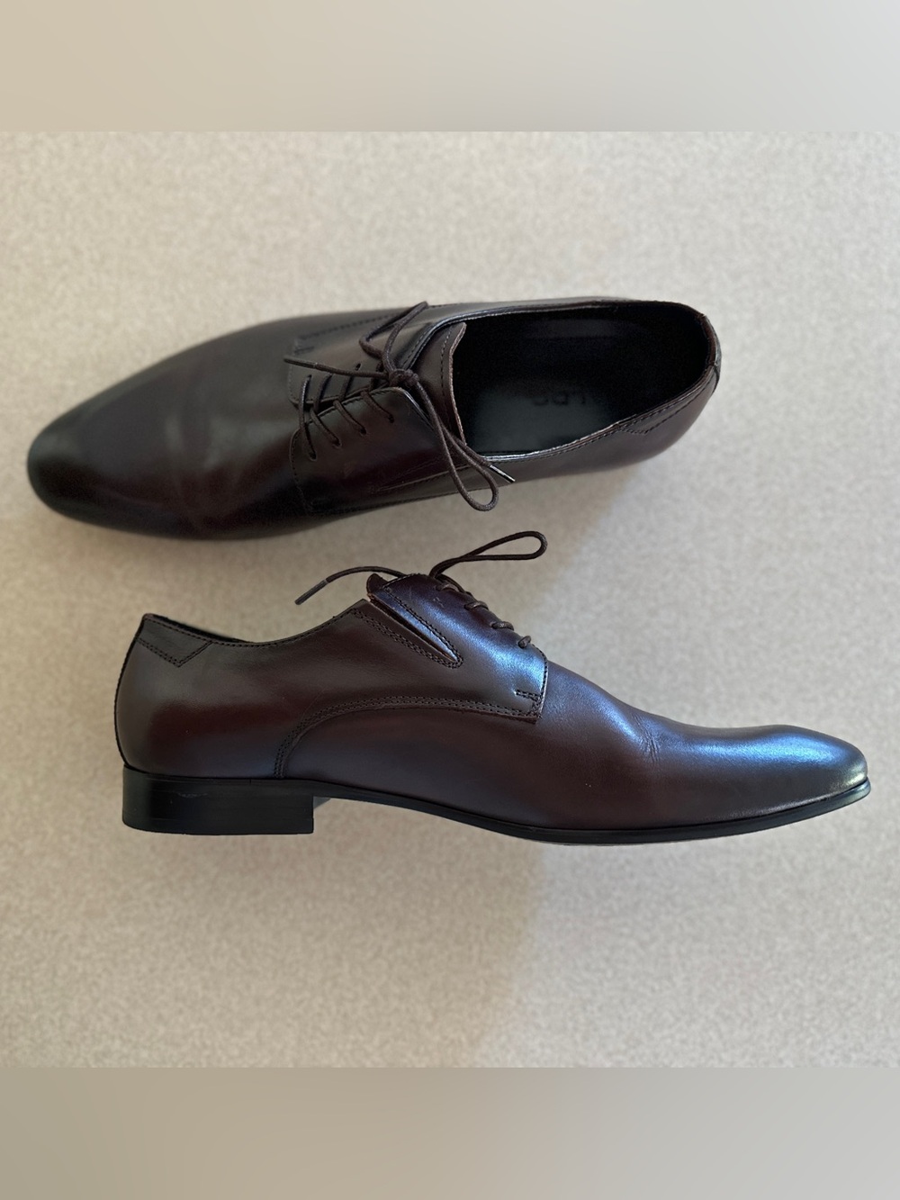 Aldo Men's Dark Brown Leather Derby Dress Shoes.